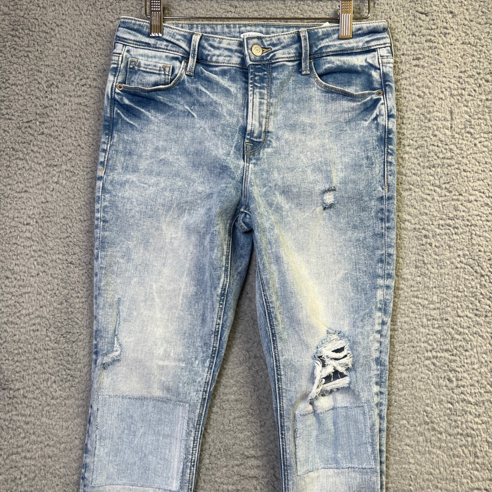 Old Navy Rockstar Jeans Women 8 Super Skinny Mid-Rise Distressed Patch Y2K Style - Picture 3 of 7